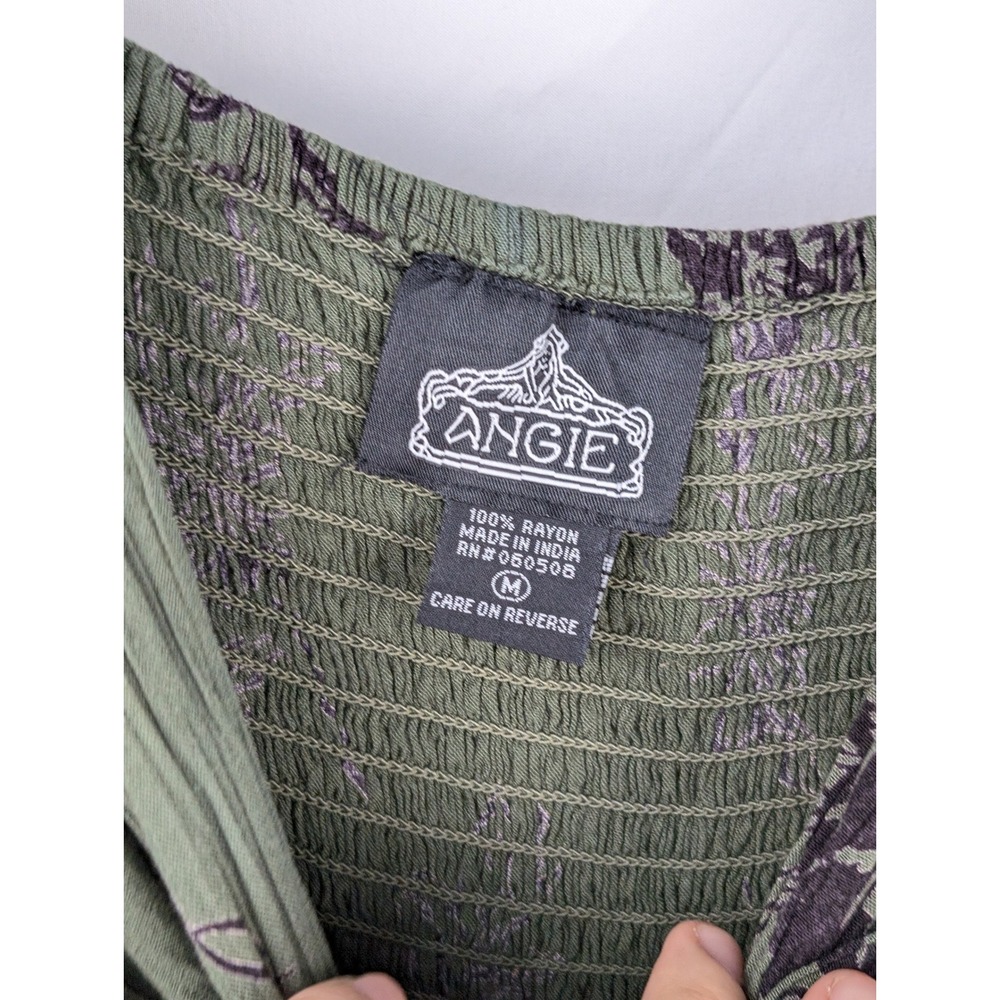 Floral Fairy Grunge Maxi Peasant Dress Sz M Green Cottagecore Witchy Whimsigoth - Picture 4 of 9